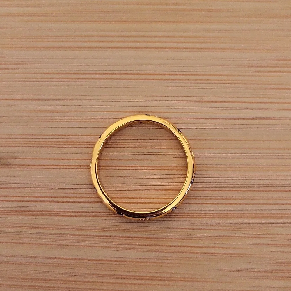 18k Over Sterling Silver Moon & Star Celestial Band Ring